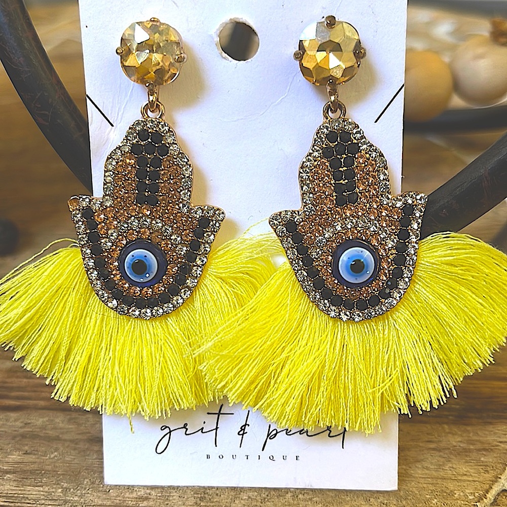 Yellow tassel earrings